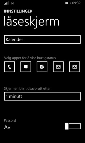 Slå på Passord