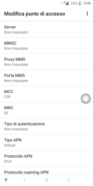 Scorri verso il basso e inserisci le informazioni degli MMS
