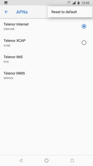 Select Reset to default