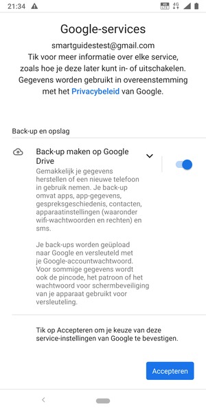 Selecteer Accepteren