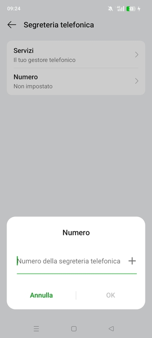 Inserisci Numero segreteria e seleziona OK