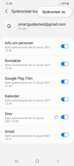Vælg Synkroniser nu