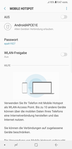 Schalten Sie Mobile Hotspot ein