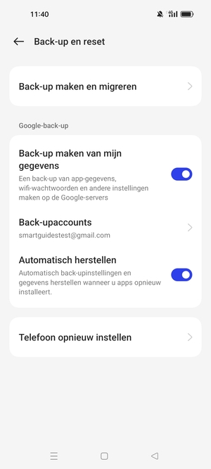 Selecteer Back-upaccounts