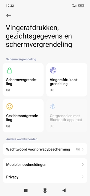 Om uw schermvergrendeling te activeren, keer terug naar het Vingerafdrukken, gezichtsgegevens en schermvergrendeling-menu en selecteer Schermvergrendeling
