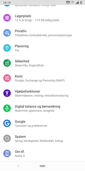 Scroll til og vælg Sikkerhed