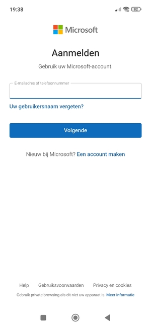 Voer uw Hotmail adres in en selecteer Volgende