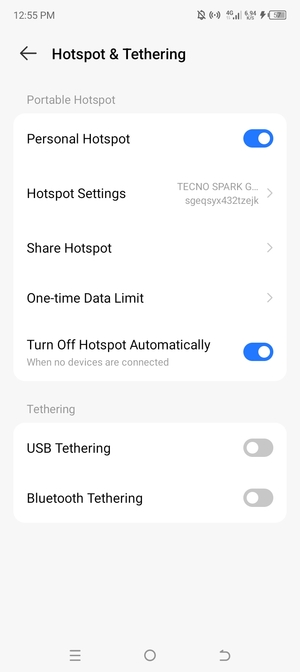Your phone is now set up for use as a modem