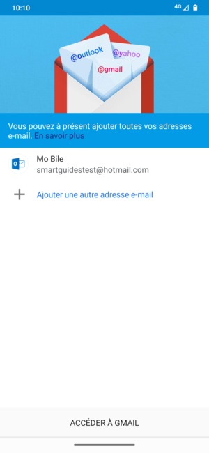 Sélectionnez ACCÉDER À GMAIL