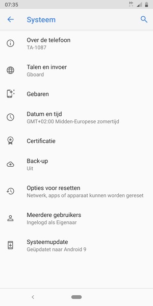 Selecteer Back-up