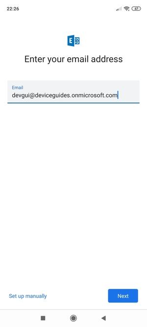 Enter your Email address and  select Set up manually