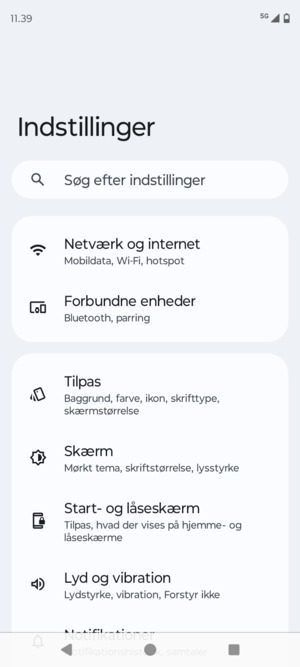 Vælg Netværk og internet