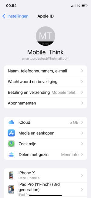 Selecteer iCloud