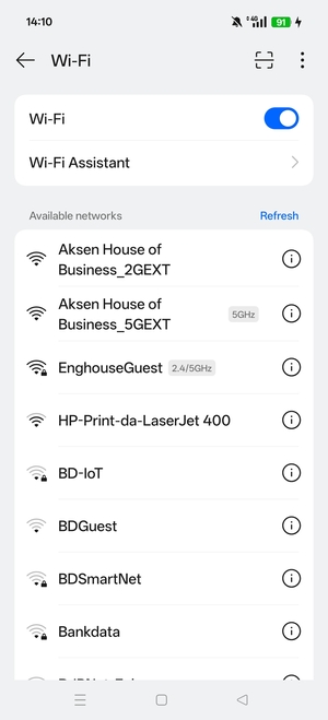 Select the wireless network you want to connect to