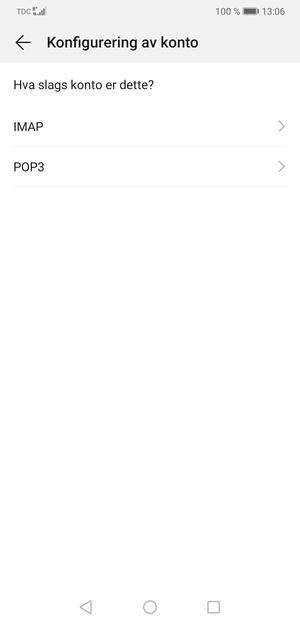Velg IMAP eller POP3