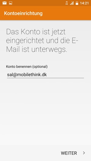 Geben Sie Ihrem Konto einen Namen und wählen Sie WEITER