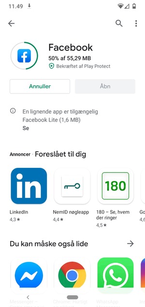 Afvent at installeringen er afsluttet