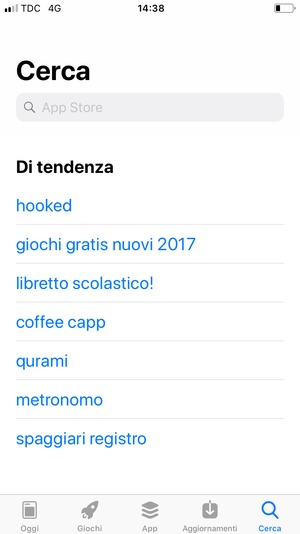 Seleziona la barra di ricerca