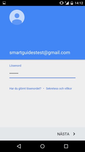 Ange din löseord och välj NÄSTA