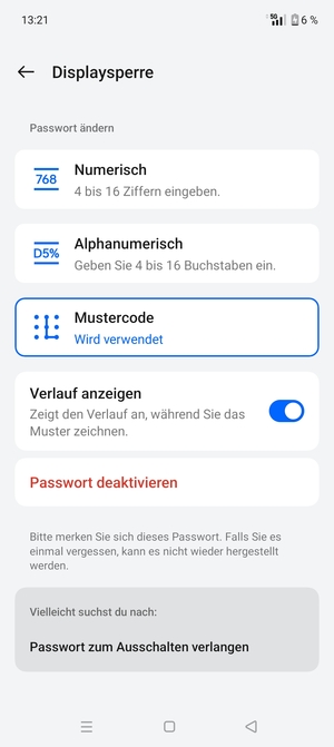 Ihr Handy ist jetzt mit einer Bildschirmsperre gesichert