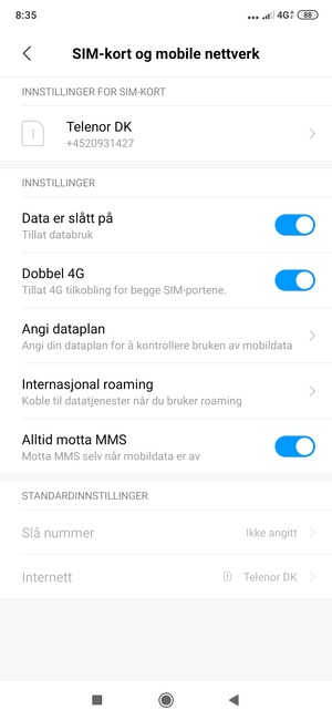 Velg Internasjonal roaming