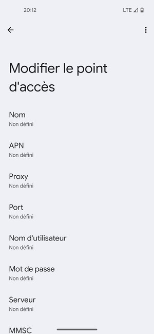 Saisissez les informations MMS