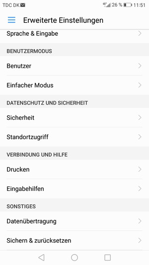 Scrollen Sie und wählen Sie Sichern & zurücksetzen