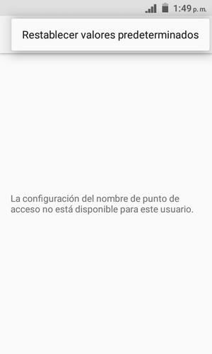 Seleccione Restablecer valores predeterminados