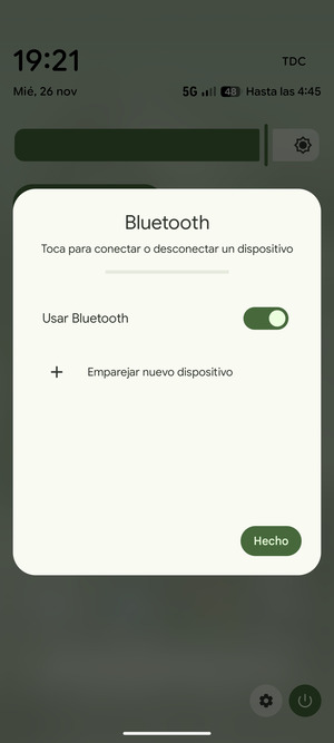 Desactive Usar Bluetooth