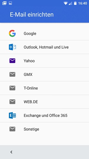 Wählen Sie Exchange und Office 365