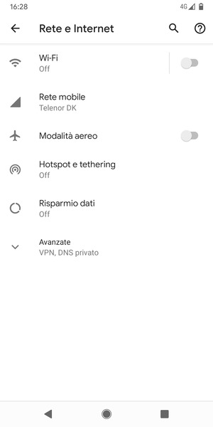 Seleziona Rete mobile
