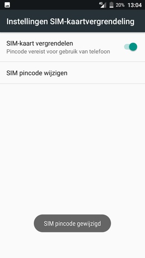 Uw SIM pincode is gewijzigd