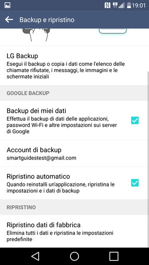Seleziona Account di backup