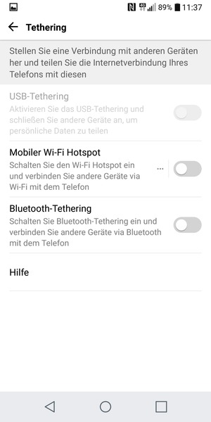 Wählen Sie Mobiler Wi-Fi Hotspot