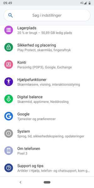 Scroll til og vælg Konti