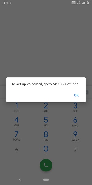 If your voicemail is not set up, select OK
