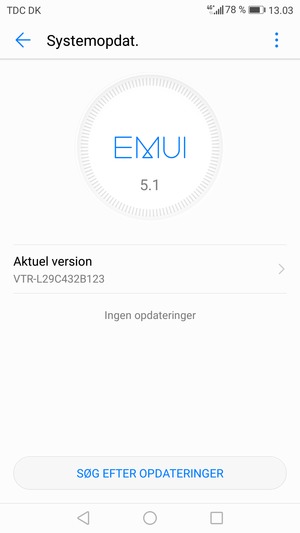 Hvis din telefon er opdateret, vil du se følgende skærmbillede