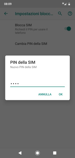 Inserisci Nuovo PIN della SIM e seleziona OK