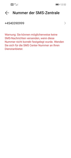 Wählen Sie Nummer der SMS-Zentrale
