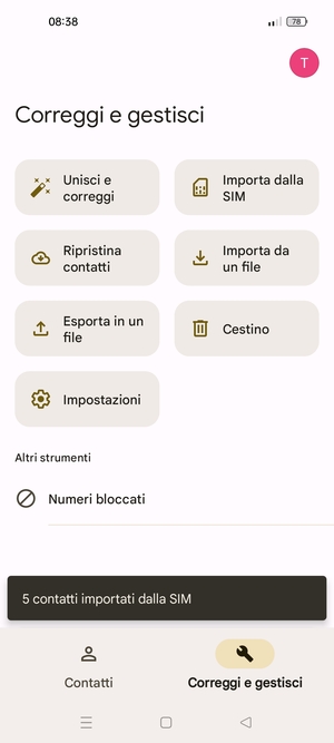 I tuoi contatti verranno salvati sul tuo account Google, e salvati sul tuo telefono la prossima volta che Google sarà sincronizzato.
