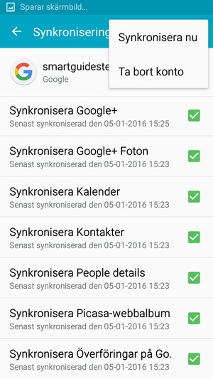 Välj Synkronisera nu