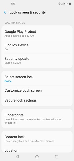 Select Select screen lock