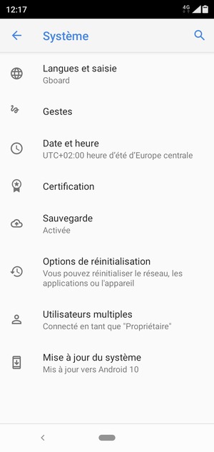 Sélectionnez Mise à jour du système