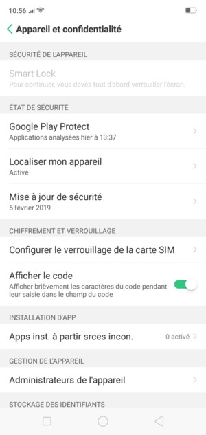 Sélectionnez Configurer le verrouillage de la carte SIM