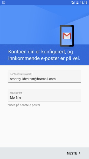 Gi kontoen din et navn, og skriv inn navnet ditt. Velg NESTE
