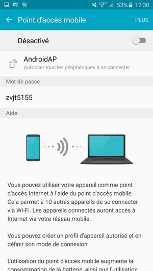 Activer le Point d'accès mobile