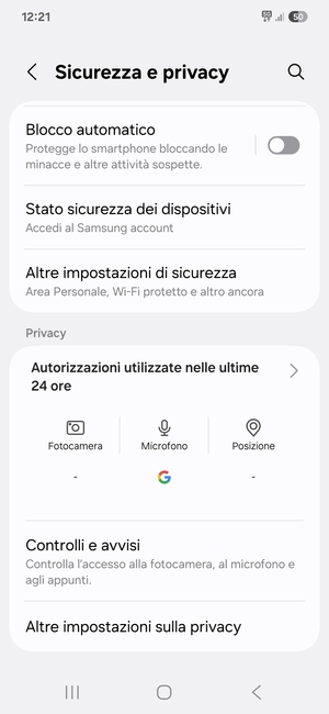 Scorri e seleziona Altre impostazioni di sicurezza