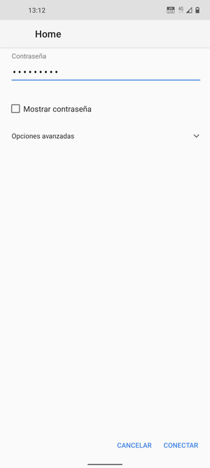 Introduzca la contraseña de Wi-Fi y seleccione CONECTAR