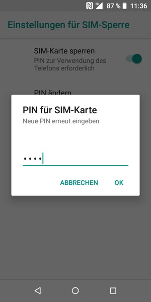 Bestätigen Sie Ihre neue PIN der SIM-Karte und wählen Sie OK