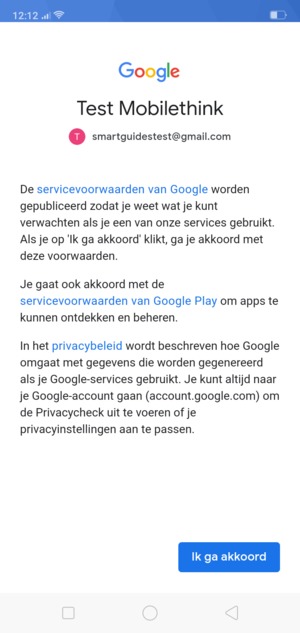 Selecteer Ik ga akkoord